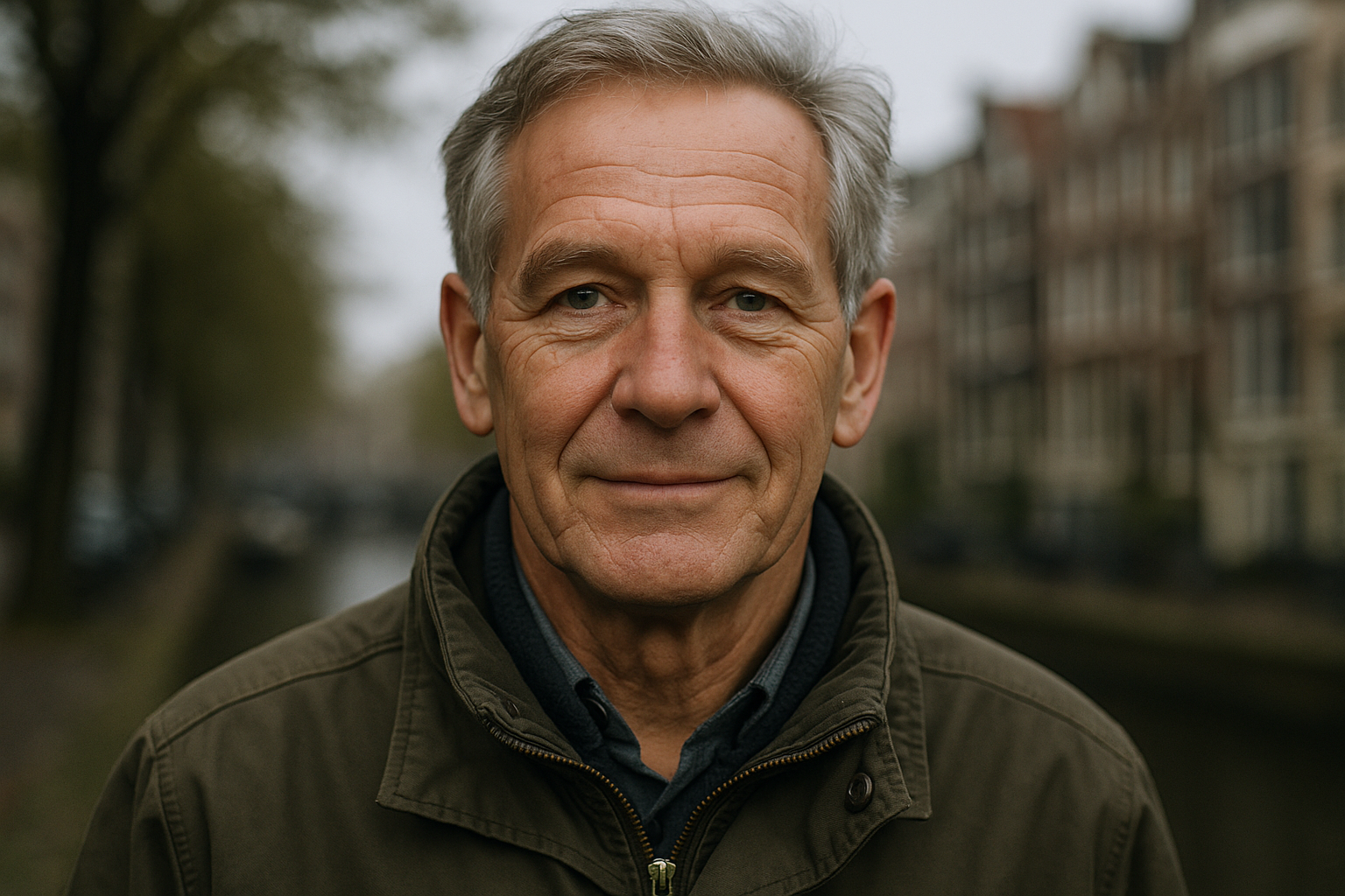man zonder baard, van 63 jaar, typische amsterdammer